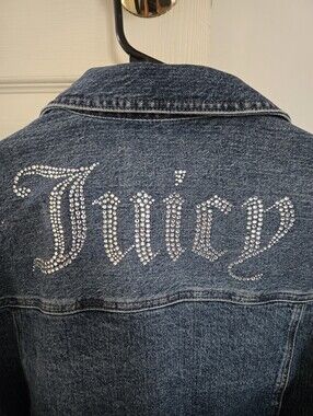 Juicy Couture Dark Blue Denim Jacket with Crystal 'Juicy' Logo
